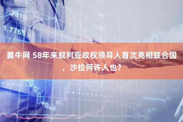 翼牛网 58年来叙利亚政权领导人首次亮相联合国，沙拉何许人也？